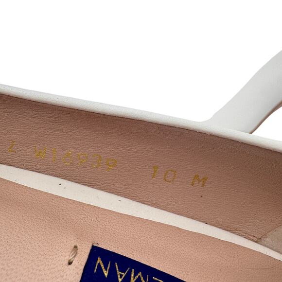 Stuart Weitzman Pumps Maeve Leather Block-Heel Women's Size 10 Cream‎ - Picture 7 of 10